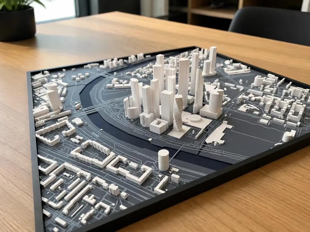Графитовая расцветка городской 3D-модели